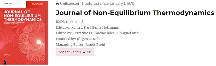 Journal of non-equilibrium thermodynamics
